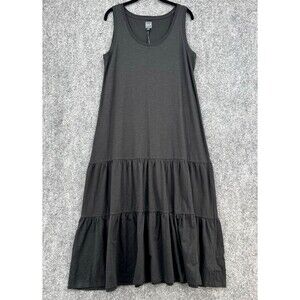 GAP Black Tiered Midi Dress Sleeveless Cotton Modal Casual Summer Minimalist L